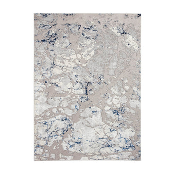 Apollo 2677 Modern Abstract Distressed Marble Metallic Shimmer High-Density Textured Low Profile Short-Pile Grey/Navy/Cream Rug-Think Rugs-Rug Love - The Most Loved Rug Store